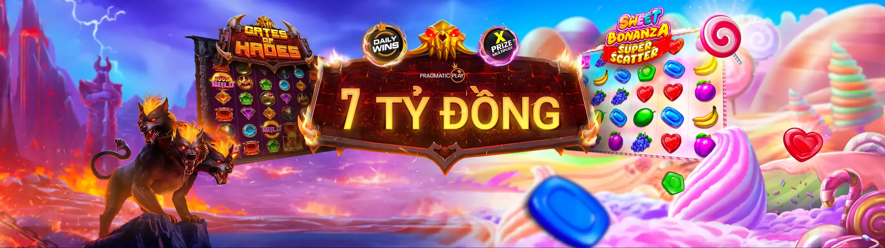 Máy quay slot rực rỡ với tiền vàng và ánh sáng